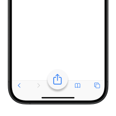 Шаг 2. Нажми центральную иконку «Поделиться» в нижнем меню браузера
